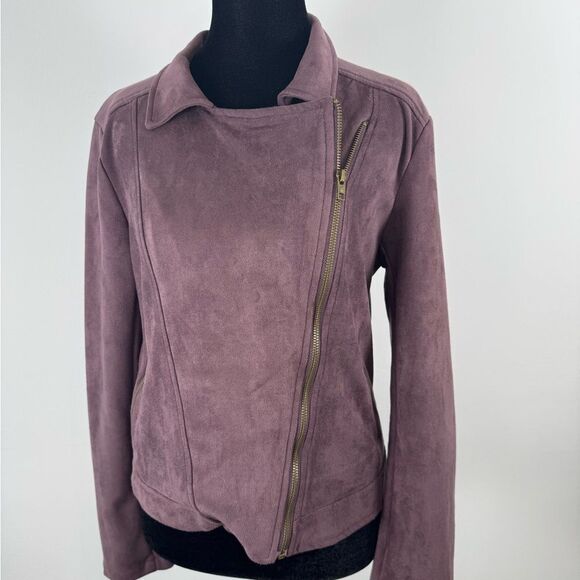 Eden Society Jackets & Blazers - Eden society mauve soft Moto Jacket with Asymmetrical Zipper women’s large